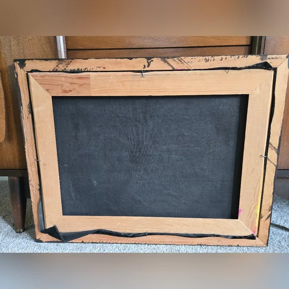 Vintage 60s 70s hand painted framed velvet desert landscape wall art Painting - Picture 6 of 8